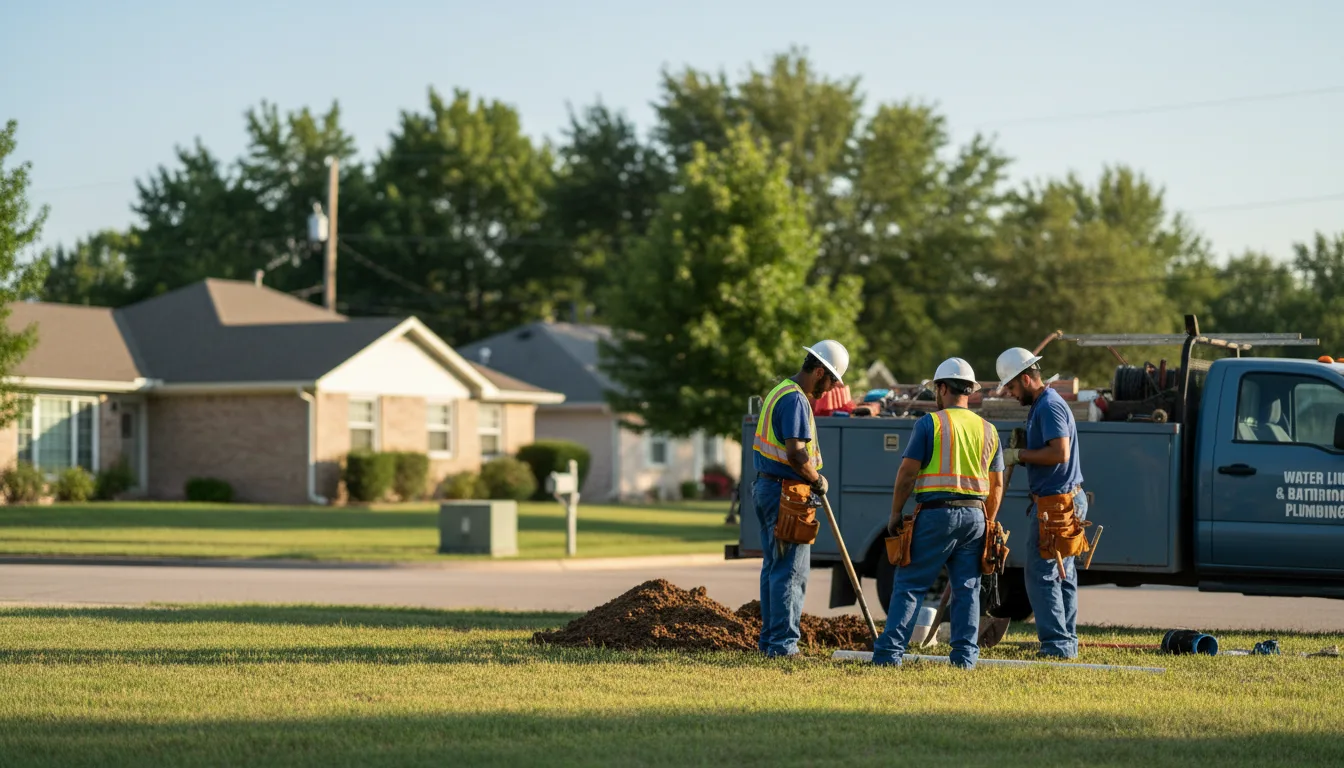 Residential water line and bathroom plumbing service in Wynona, OK